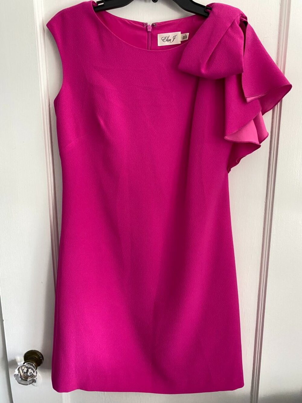 Eliza J Magenta One Shoulder Ruffle Bow Cocktail Dress Size 6 Fuchsia Hot Pink
